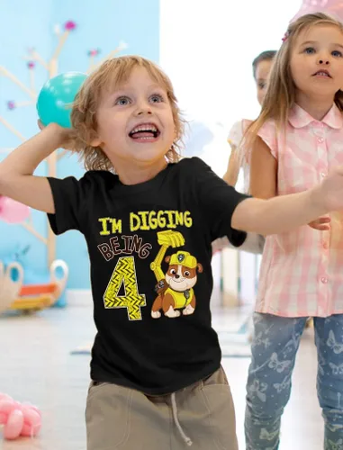Miniatura 2 de Paw Patrol Rubble - Camiseta de 4 cumpleaños para niños pequeños