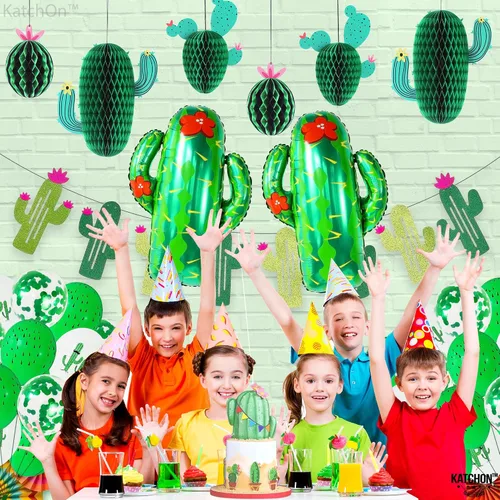 Miniatura 9 de KatchOn, Juego de decoraciones de fiesta de cactus, 30 unidades, globos de cactus, panal de abeja, pancarta de cactus Decoraciones de cumpleaños
