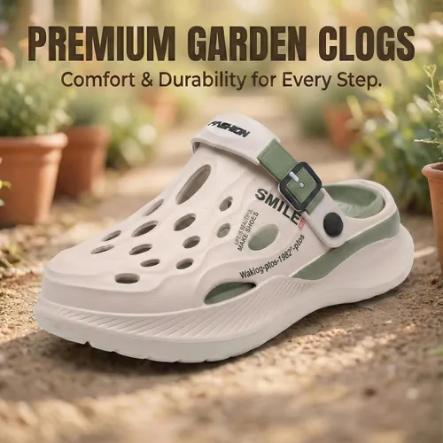 Miniatura 2 de Zuecos de jardín para hombre, transpirables, sin cordones, con suela gruesa antideslizante, resistentes al agua Beige-Verde