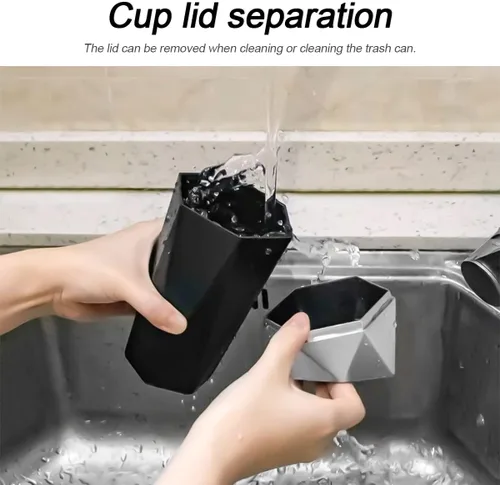 Miniatura 5 de Cubo de basura para automóvil con tapa, mini cubo de basura portátil para automóvil, pequeño diseño de diamante a prueba de fugas, contenedores