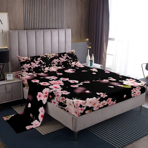 Miniatura 20 de Erosebridal Juego de sábanas 3D de mundo submarino con diseño de peces de playa, azul mar, tamaño individual, sábana bajera ajustable con diseño