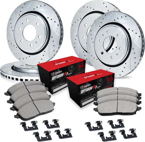 Miniatura 10 de R1 Concepts Kit de frenos delantero y trasero para Nissan Frontier 2005-2022, Nissan Xterra 2005-2015 Rotores de freno perforados y ranurados