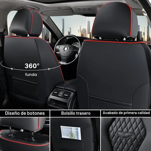 Miniatura 4 de Coverado - Fundas para asientos de auto, negras impermeables delanteras y traseras, juego completo, cojín de asiento, protector de asiento, ajuste