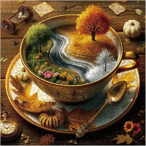 Miniatura 2 de Seasons of Cup - Rompecabezas para adultos de 1000 piezas de naturaleza, hermoso paisaje de plantas, flores, jardín, rompecabezas artísticos