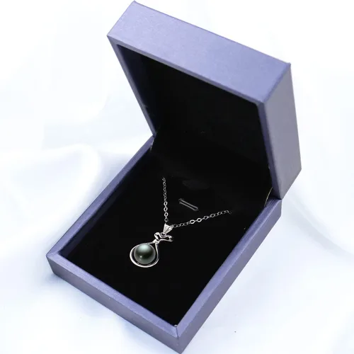 Miniatura 2 de Nonnyl Collares con colgante de perlas negras de Tahití real para mujer y plata esterlina 925 chapada en oro de 18 quilates de 9 a 0.394 in, joyería