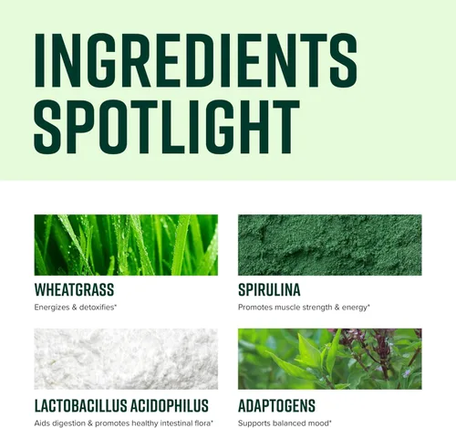 Miniatura 3 de Vibrant Health, Green Vibrance, incluye 65 superalimentos a base de plantas, 25 mil millones de probióticos, fibra, adaptógenos y enzimas, 30