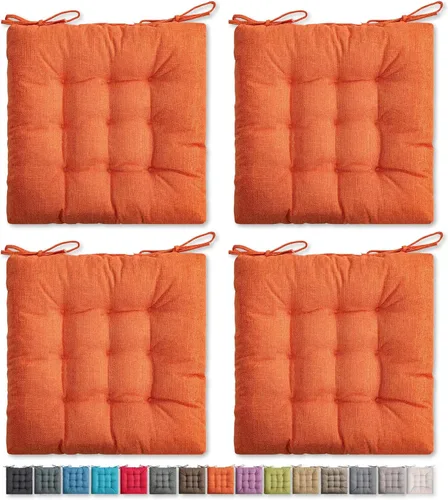 Miniatura 13 de SQUARE MOON Paquete de 4 cojines para silla, cojines de asiento, almohadillas para silla, tapete para silla de interior y exterior, sillas de Beige