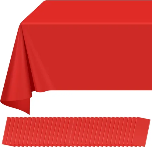 Miniatura 14 de Paquete de 12 manteles redondos de plástico rojo y blanco a cuadros desechables de alta calidad para fiestas, manteles redondos de fiesta