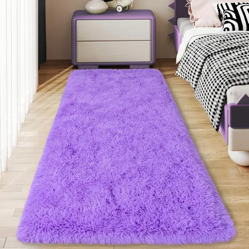 Miniatura 30 de Alfombras suaves para pasillos de dormitorio, nuevas, con parte inferior antideslizante mejorada, de 2 x 3, alfombra esponjosa y peluda verde