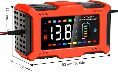 Miniatura 6 de Cargador de Batería LiFePO4/Plomo Ácido Cargador Inteligente de Goteo 12V 6A Mantenedor de Batería Automotriz Desulfator Compensación de Temperatura