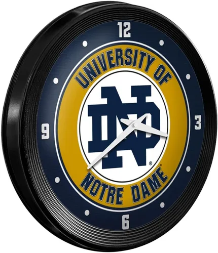 Miniatura 2 de The Fan-Brand Reloj de pared con marco acanalado irlandés de Notre Dame Fighting – Decoración de la barra del equipo: hogar, dormitorio, garaje
