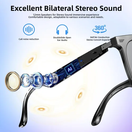 Miniatura 3 de Lentes inteligentes, gafas Bluetooth para hombres y mujeres, protección UV, traducción en tiempo real con más de 144 idiomas, gafas AI con chat GPT