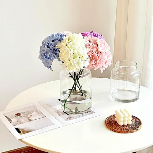 Miniatura 6 de BLOFLO - Jarrón de vidrio transparente, florero grande de vidrio de 7 pulgadas para flores, jarrones modernos de vidrio grueso para centros de mesa
