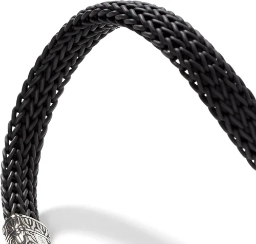 Miniatura 3 de Pulsera clásica de plata de 0.413in de caucho negro con cierre de empuje