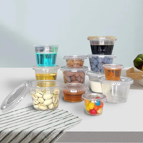 Miniatura 7 de 240 tazas pequeñas de plástico transparente para condimentos con tapas, recipientes de porciones de 1 oz, ideales para condimentos, aderezos