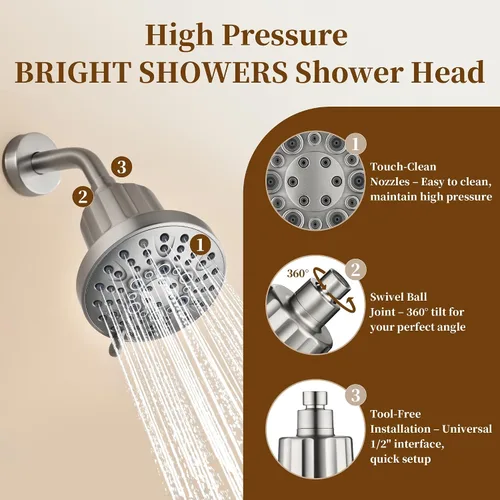 Miniatura 8 de BRIGHT SHOWERS Cabezal de ducha filtrado, cabezal de ducha fijo de alta presión para agua dura, filtro de doble medio que elimina el cloro