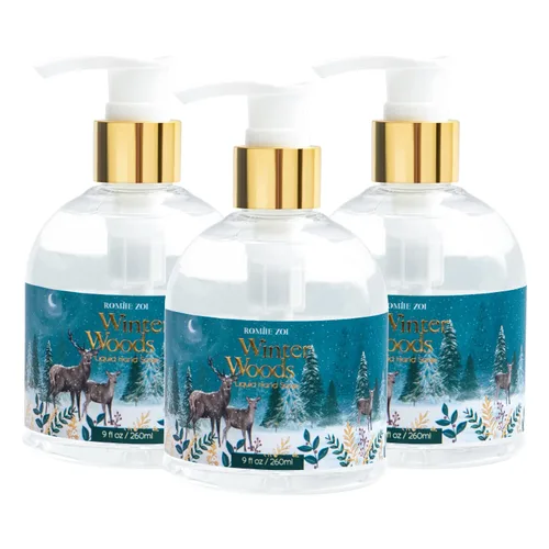 Miniatura 10 de ROMIIE ZOI Jabón líquido para manos de Navidad con caja de regalo - 260ml / 9 fl. Oz - Paquete de variedad de 3