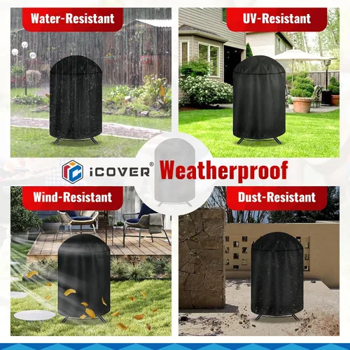 Miniatura 7 de iCOVER – Funda redonda para parrilla, cubierta de 29" de diámetro x 38" de alto para parrilla de carbón, cubierta impermeable para parrilla