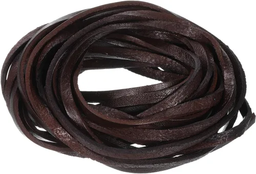 Miniatura 19 de uxcell Cordón de cuero plano de 5.5 yardas, 0.079 in, tiras de cuero de 0.079 pulgadas de grosor, cuerdas de cordones para manualidades, Negro