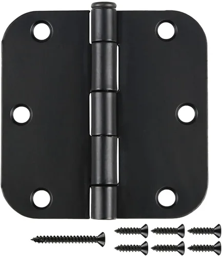 Paquete de 30 bisagras redondas de color negro mate para puertas interiores de 3.5 x 3.5 pulgadas, radio de 5/8 pulgadas, bisagras mate resistentes