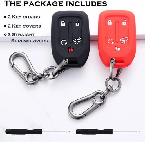 Miniatura 6 de TANDRIVE 2 fundas de silicona para llavero inteligente para Chevy Silverado y GMC Sierra 1500 2500HD 3500HD, protector remoto