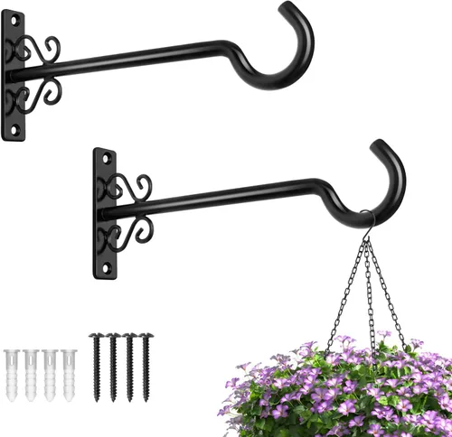 Miniatura 14 de BOLITE Colgadores de plantas, soportes colgantes de 6 pulgadas para plantas al aire libre o interior, ganchos de pared para colgar comederos