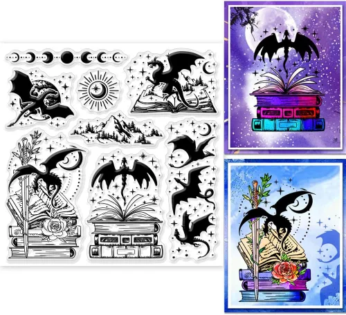 Miniatura 9 de GLOBLELAND Magic Witchcrafts - Sellos transparentes para bricolaje álbumes de recortes, sombrero de libro, sello de silicona, tarjetas