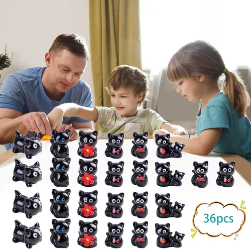 Miniatura 8 de 36 piezas Figuras de Gatos Negros en Mini de Resina Variedad de Animales Pequeños Pequeñas Figuras de Gatos en Miniatura a Granel para Accesorios
