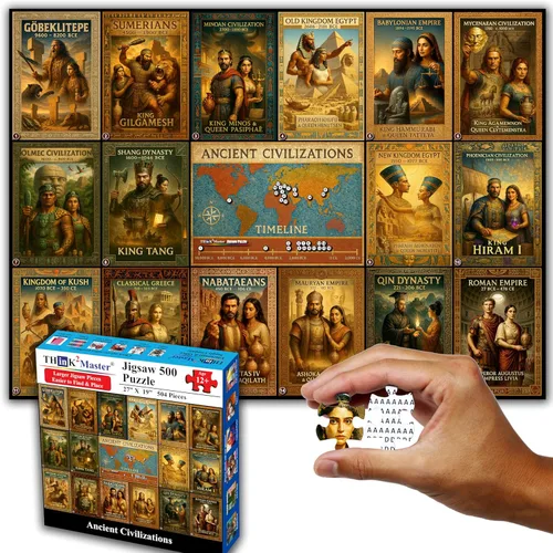 Think2Master Rompecabezas de historia mundial de las civilizaciones antiguas, 500 piezas, gran formato para mayores de 13 años, adolescentes,