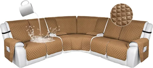 Miniatura 159 de HDCAXKJ Fundas de sofá seccional reclinable 100% impermeable, forma de L, funda de sofá reclinable lavable acolchada suave para mascotas, perro