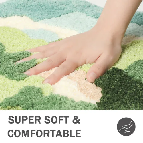 Miniatura 4 de Alfombra de baño de musgo, ultra suave, absorbente de hojas, alfombra de ducha de musgo, alfombra de área antideslizante para dormitorio, alfombra