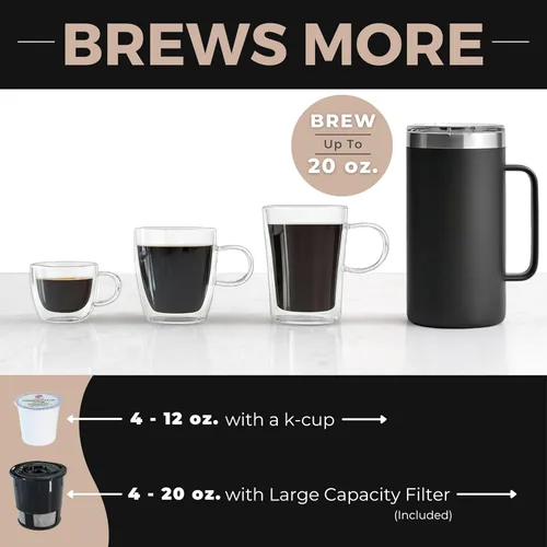 Miniatura 5 de VINCI Micro Café - Cafetera de vidrio de una sola porción más pequeña, compatible con K-Cups, cápsulas y café molido, infusión de flujo cerrado