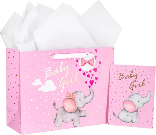 Miniatura 23 de Loveinside Bolsa de regalo de koala gris bebé con papel de seda y tarjeta de felicitación para baby shower, nuevos padres y más, 16 x 6 x 12