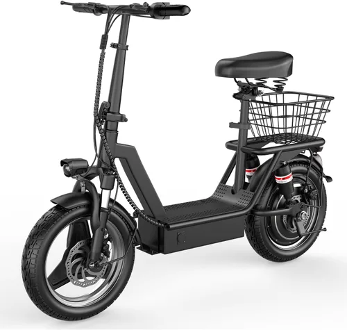 Electric Scooter for Adults, 1000W Peak Motor, 35 Miles of Range Scooter with Seat, 25 MPH Top Speed, 48V 13Ah Battery, Dual Suspension, Foldable