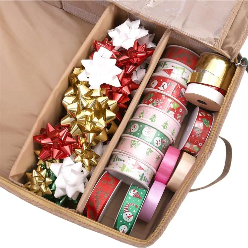 Miniatura 4 de Sattiyrch Contenedores de almacenamiento de papel de regalo, tela Oxford 600D, caja de almacenamiento de cintas navideñas y lazos de bolsas