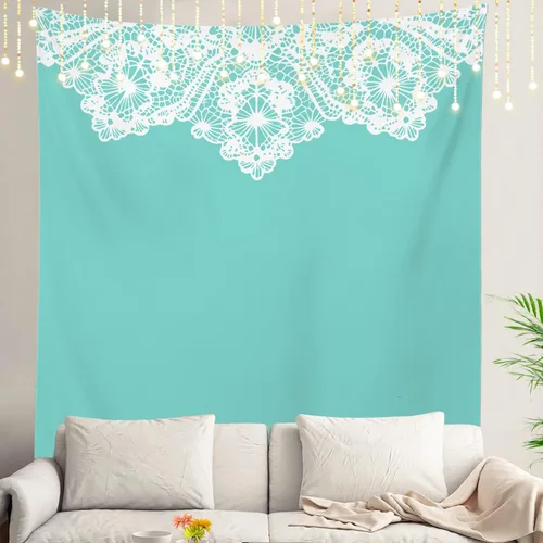Miniatura 132 de Shrahala Tapiz de pared azul brillante, acuarela azul degradado para colgar en la pared, tapiz grande decorativo de fibra de poliéster, dobladillo