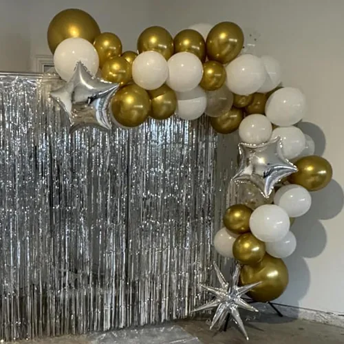 Miniatura 8 de Globos blancos y dorados, paquete de 60 globos de 12 pulgadas de oro metálico, globos de látex perla blanca y globos de confeti dorados para Oro