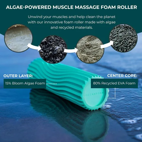 Miniatura 7 de Oceanfoam Rodillo de espuma de viaje Ripple (11 x 3.35 pulgadas) Mini rodillo de espuma firme para terapia física, masaje de tejido profundo, dolor