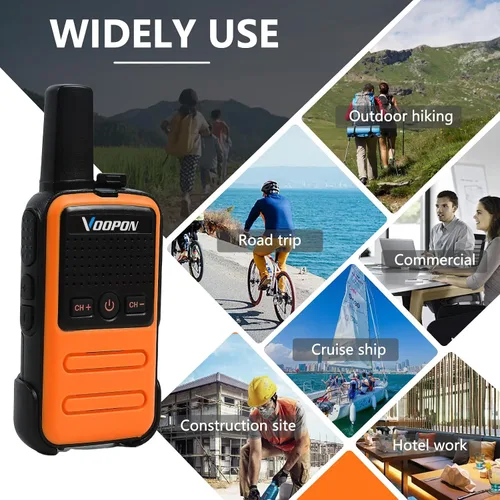 Miniatura 8 de Mini walkie talkies recargables C56TB para adultos, radios bidireccionales, transceptor compacto de largo alcance con cargador USB C para familia