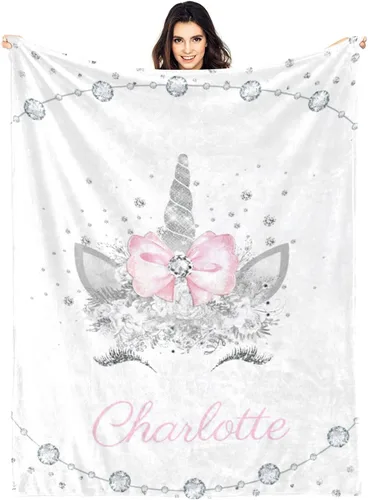 Miniatura 19 de Manta personalizada de unicornio floral para niñas, manta de bebé personalizada para niñas con nombre, regalos de bebé personalizados para niñas