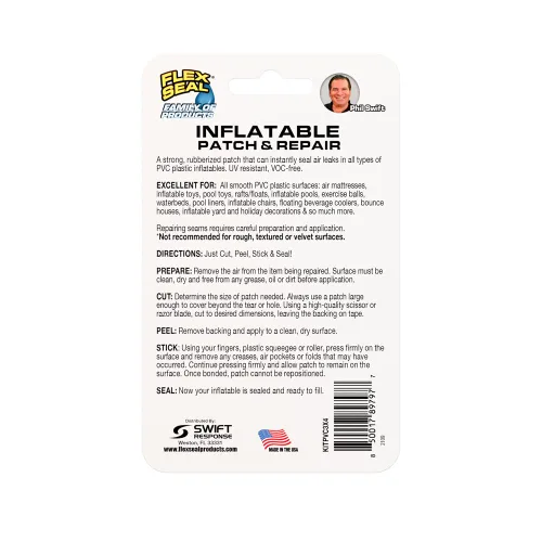 Miniatura 2 de Kit de parches y reparación Flex Seal para colchones de aire, balsas, juguetes de piscina - 2 parches transparentes, PVC liso