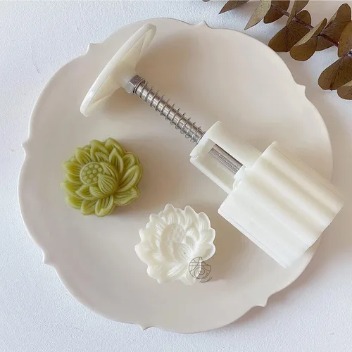 Molde de prensa estampado de pastel de luna de mediados de otoño, postre de pastel de luna prensado a mano con 1 flor estampada, molde de prensa de