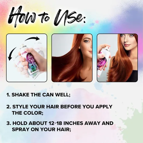 Miniatura 5 de Spray de color blanco para cabello blanco de un solo uso para el día del cabello loco, fiesta de Navidad, temporal, lavable, tinte para el cabello