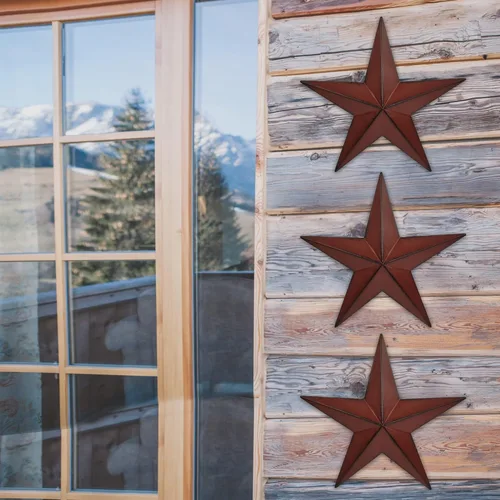 Miniatura 3 de JoyEvy Decoración de Pared de Estrella de Granero de Metal de 12" - Estrellas de Bandera Americana para Exterior o Interior de Casa - Estrella