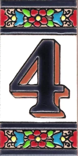Miniatura 28 de Número de Casa - Número para Casa, Cerámica Esmaltada, Técnica Española Pintada a Mano Cuerda Seca, Nombres y Direcciones, Modelo Flor 2.2 x 4.1 in 8