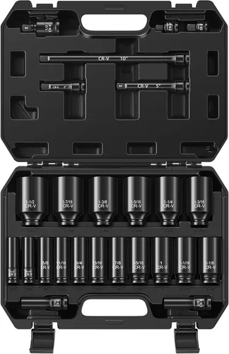Miniatura 14 de Reniteco Juego de 64 piezas de llaves de 3/8 pulgadas, SAE (5/16"-1") y métricas (0.236 in-0.945 in), profundas y superficiales, llave de trinquete