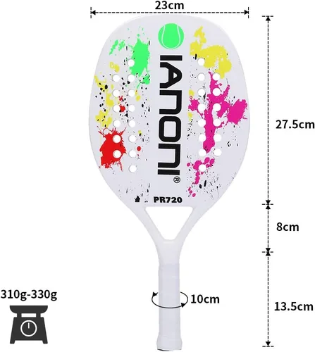 Miniatura 4 de IANONI Raqueta de tenis para playa con agarradera de fibra de carbono, con espuma de memoria.