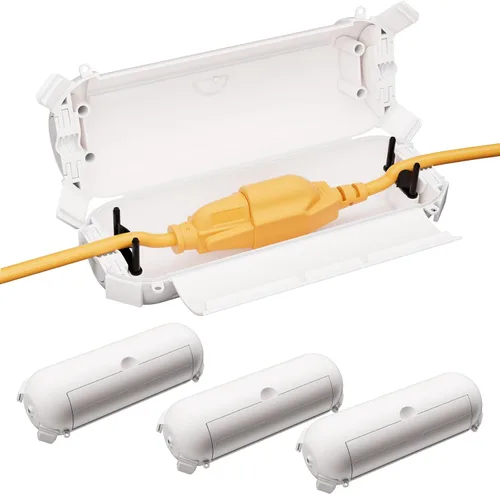 Miniatura 16 de RESTMO Paquete de 2 fundas compactas para cable de extensión para exteriores, caja impermeable IP44 y funda de seguridad, ideal para proteger