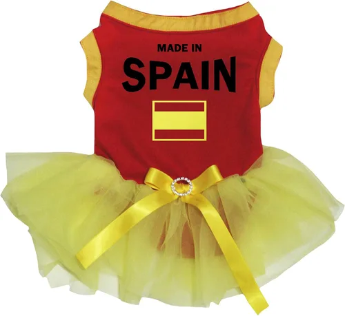 Miniatura 2 de petitebella cachorro perro ropa fabricado en España Rojo Algodón parte superior amarillo vestido tutú, XL, Rojo