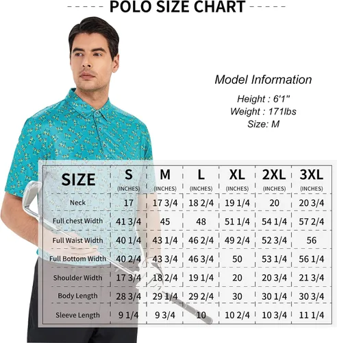 Miniatura 6 de Damipow Camisas de golf prémium para hombre, ajuste seco, de manga corta, cuello